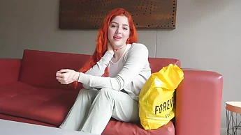 Redhead Colombian Slut Sucking and Fucking Her New Fake Boss