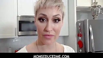 MomSeducedMe  -  Stepson fucks her stepmom Ryan Keely from behind on the kitchen counter and makes a hot porn video